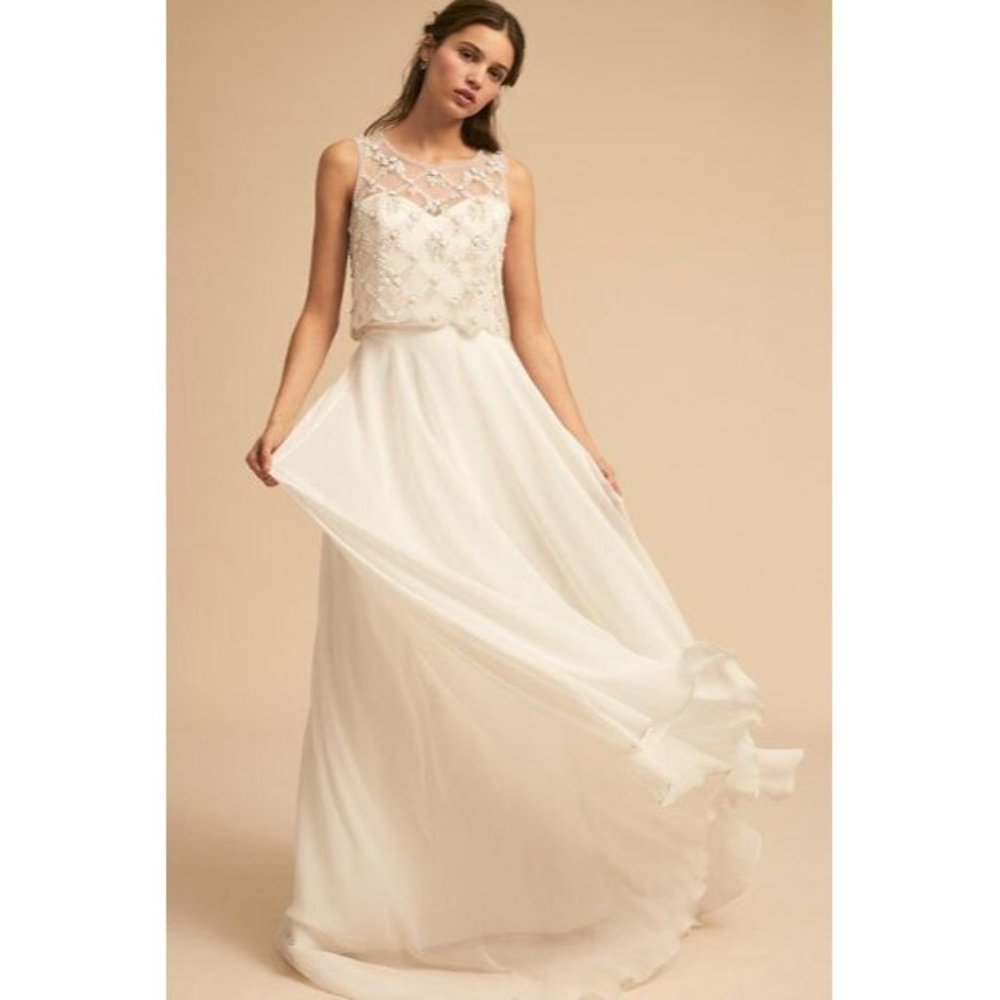 BHLDN Moyna Embellished Bridal Holland Topper Top Tank Great Layering Size M - Picture 2 of 8